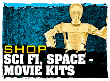 Image illustrating science fiction and space-themed model kits.