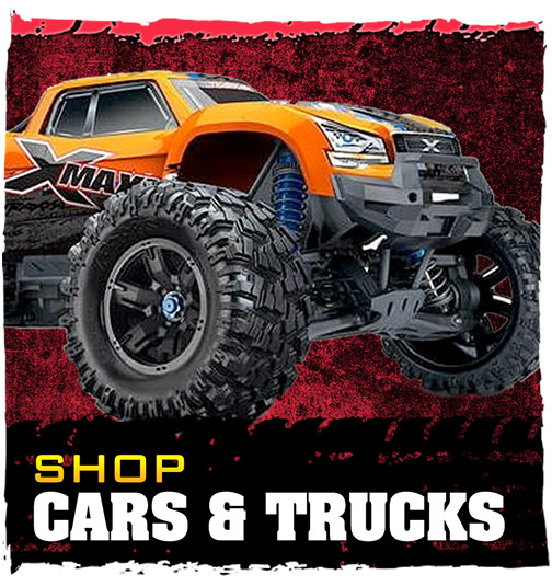 Image showcasing RC cars and trucks.