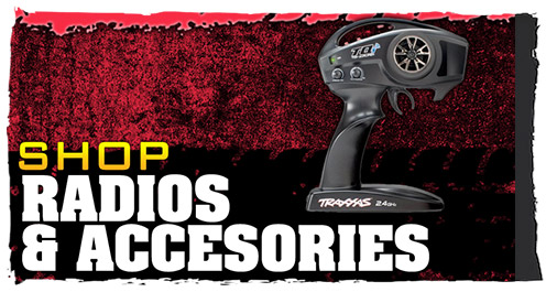 Image illustrating a selection of RC radios and accessories.